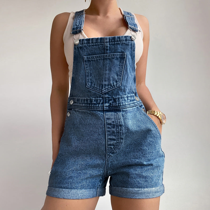 Women Clothing Denim Brace Romper Dermal