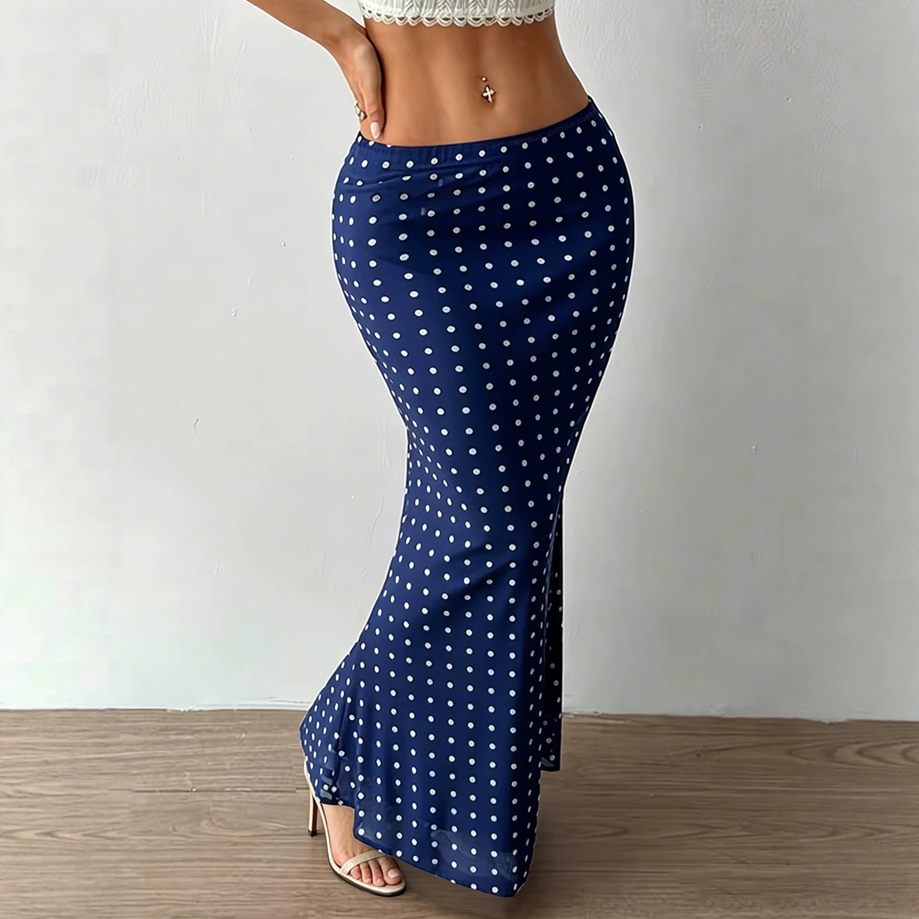 Summer Women Clothing Sexy Dot Mesh Skirt Slim Fit Sheath Skirt George