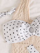 Black White Polka Dot Fresh Advanced Hollowed out Detachable Shoulder Strap Split Bikini OLam