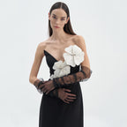 Spring Summer Black Tube Top Dress Floral Diamond Core Split off-Shoulder Design Dress Women Clothing Sight