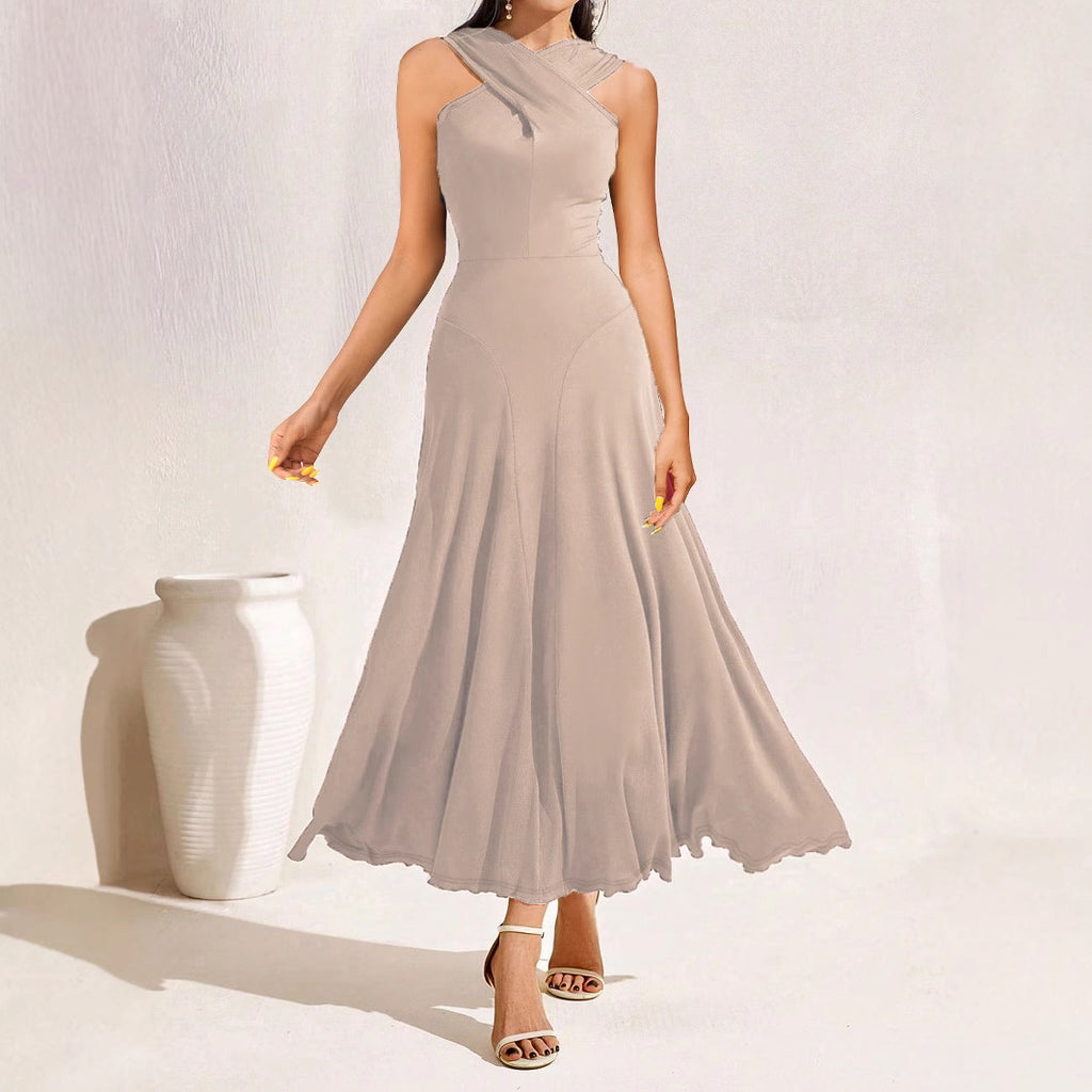 Spring Summer Sexy Girls Cross Chest Cover Women Dress Qube