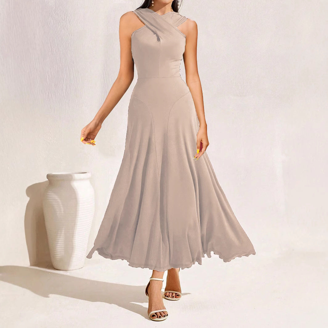 Spring Summer Sexy Girls Cross Chest Cover Women Dress Qube