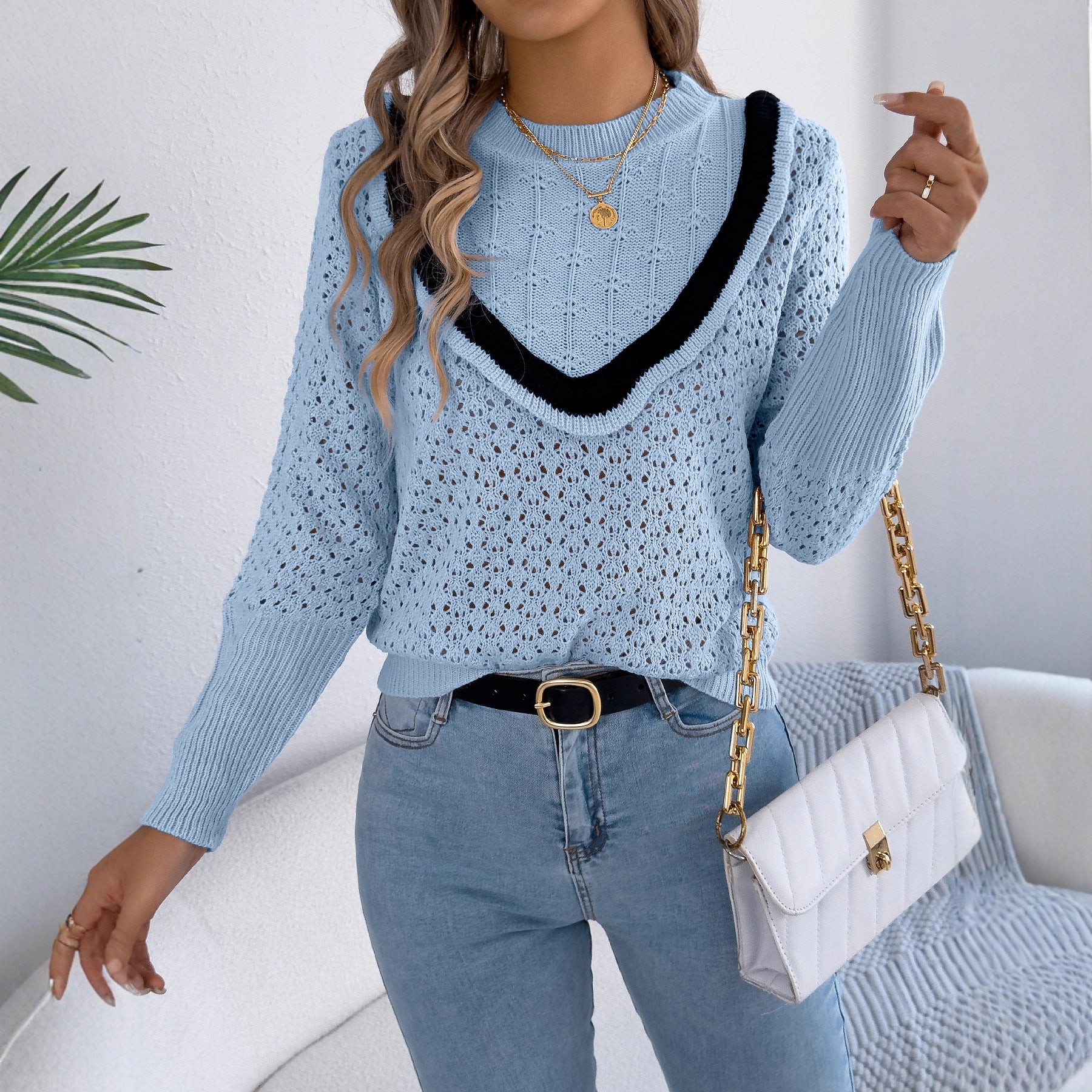 Pull à manches longues Funk pour femme, automne-hiver
