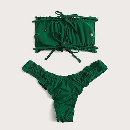 Bikini Lace up Split Swimsuit Women Beach Bikini