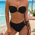 Shoulder Strap Detachable Sexy Back Cross Hollow Out Cutout Bikini Swimsuit CSC