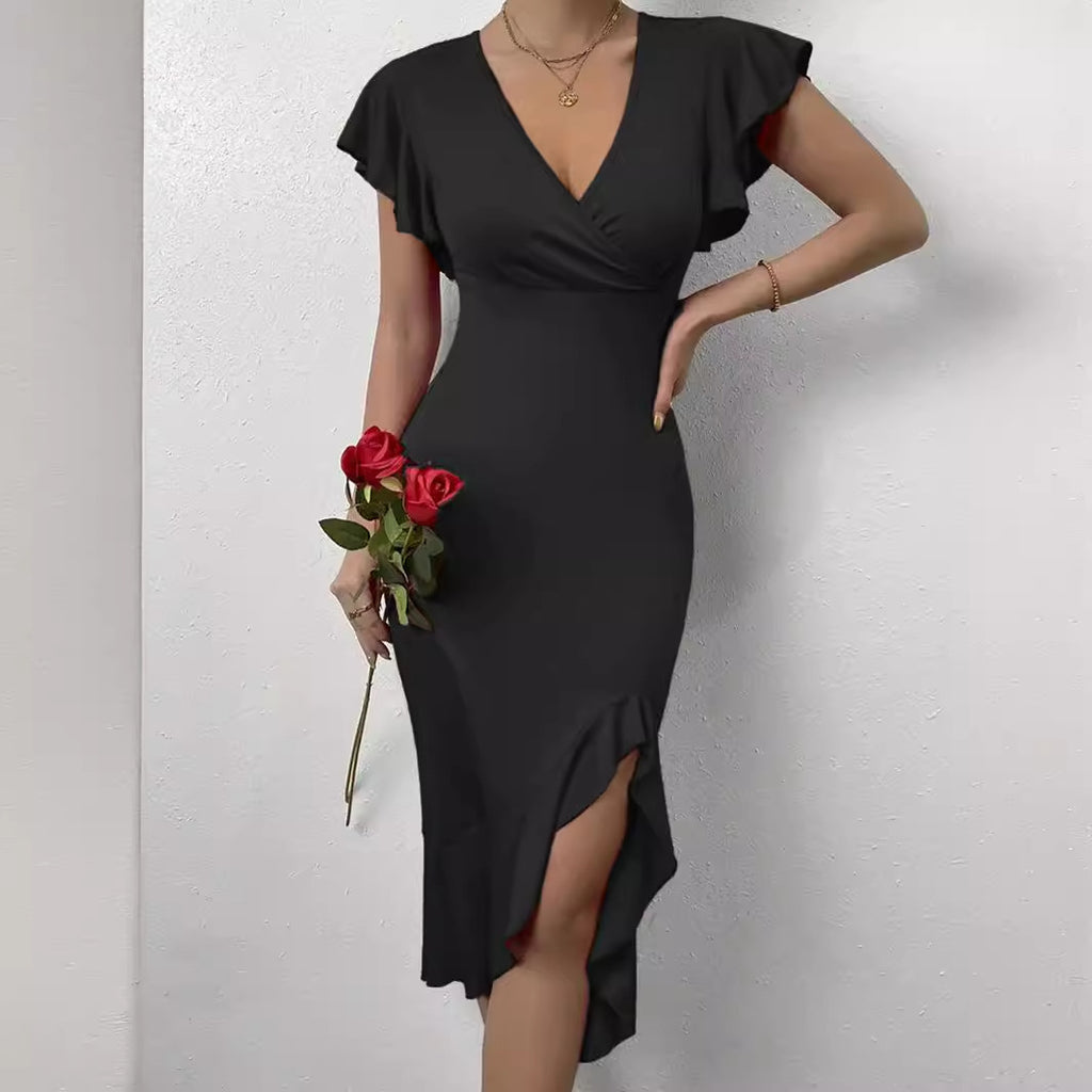 Wal Mart Spring Summer Sexy High Elastic Solid Color Women Dress Women Clothing Qube