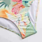 Traje de baño de una pieza para mujer, conservadoramente fino, vintage, estampado, bolsa rígida, traje de baño con soporte de acero, falda de tul