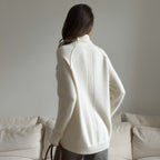 Suéter de punto holgado e informal de otoño e invierno para mujer, color blanco
