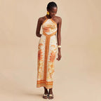 Summer White Halter Lace up Strapless Sexy Sleeveless Dress XUYUN