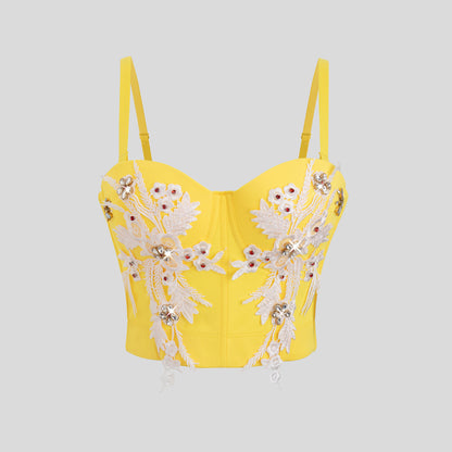 Corset de luxe à motif floral diamant, sexy et sensuel, au design raffiné