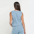 Autumn Street Hipster Loose Simple Vest Striped Trousers Set YooYoung