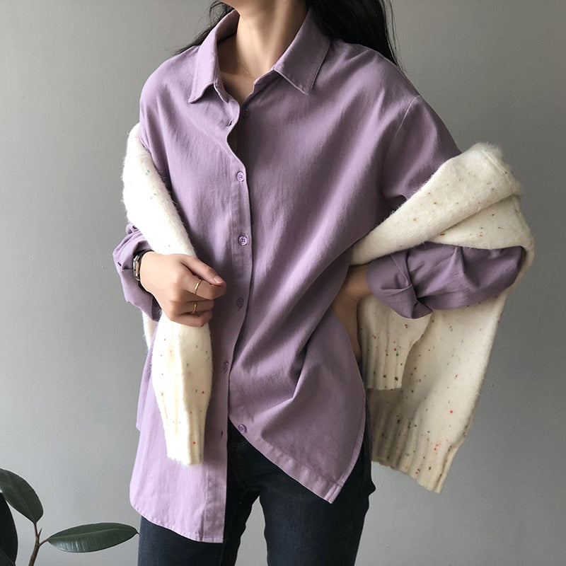 Camisa sencilla y elegante para mujer, camisa informal holgada de primavera