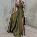 Spring Summer Women Clothing Diagonal Collar Strapless High Waist Irregular Asymmetric Dress Dress for Women KAIXUAN