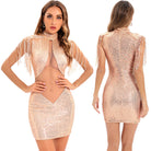 Sexy Sheer Mesh Stitching Dress Women Clothing Evening Dress YAMIKA