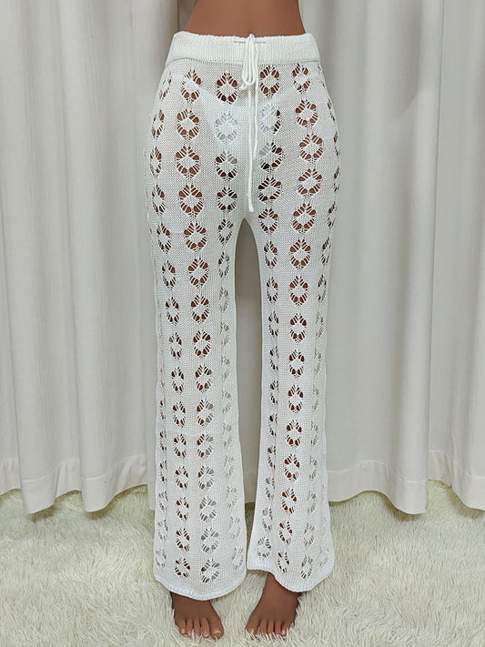 Women Pants Women Clothing Sexy Cutout See Through Woven Bootcut Pants Beach Pants