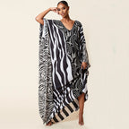Vestido playero con estampado de cebra, talla extragrande, largo, protección solar, para bikini