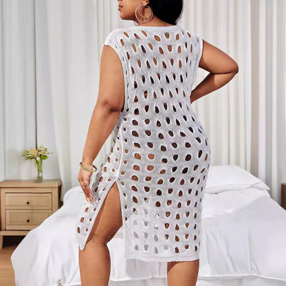 Suéter de verano, blusa de lana con agujeros y recortes, ropa de mujer sin mangas, prendas de punto personalizadas