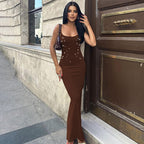 Women Clothing Summer Sexy Suspenders Sexy Slim Fit Hip Dress COORAL