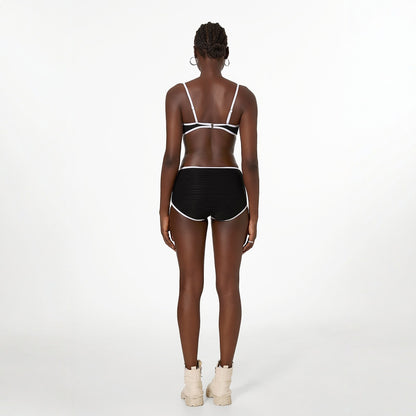 Bikini básico sexy de rayas vintage de verano para mujer, traje de baño adelgazante con abertura en la primavera