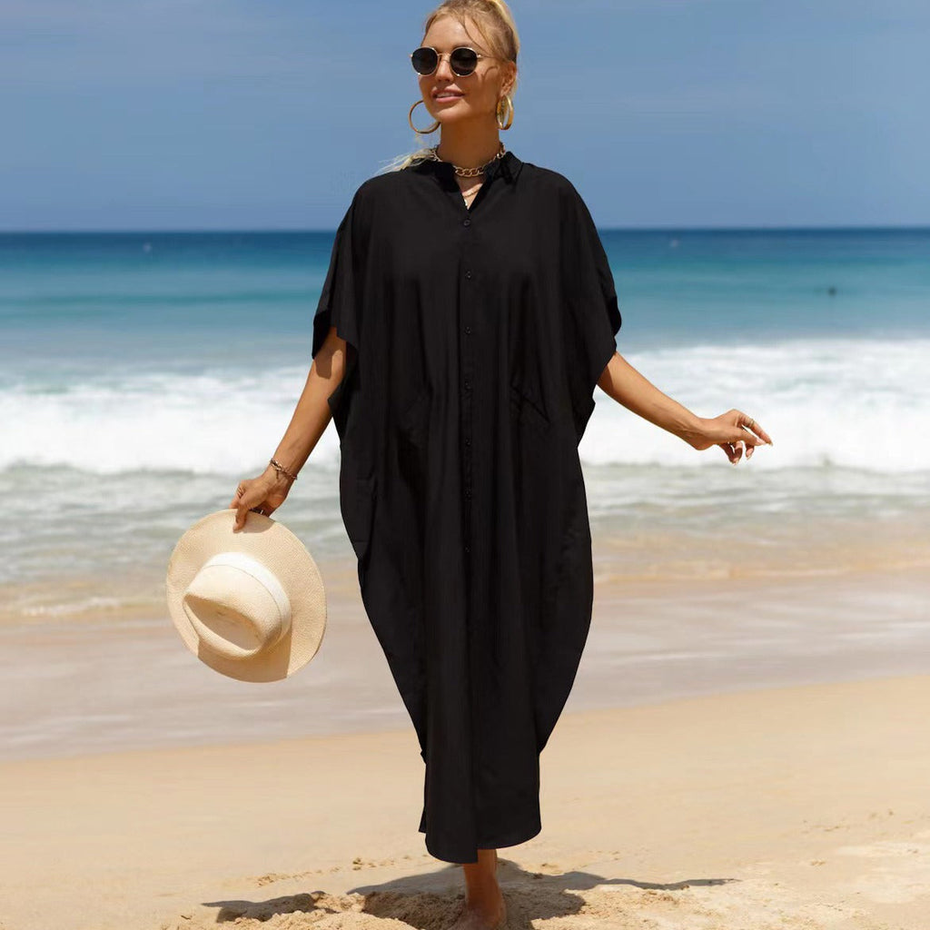 Cotton Shirt Sun Protection Cardigan Beach Cover Up Vacation Maxi Dress Bikini Swimsuit Outwear EvenStar