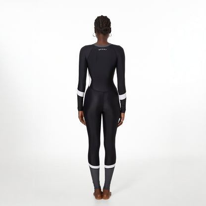 Traje de baño de una pieza para entrenamiento de surf, de manga larga, con protección solar, que cubre el vientre.