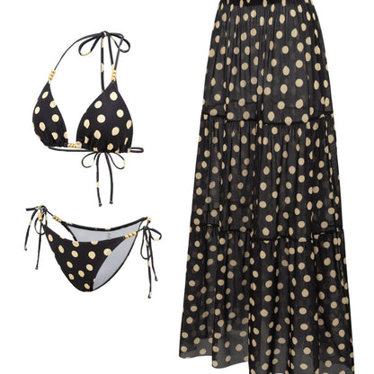 Black White Dot Sexy Swimsuit Slimming Suit Women Dress Beach Swimsuit Three Piece Set OLam