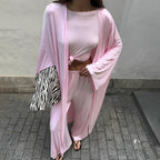 Pyjama d'été trois pièces tricoté, haut et pantalon de couleur unie, ample et confortable, vêtements de maison