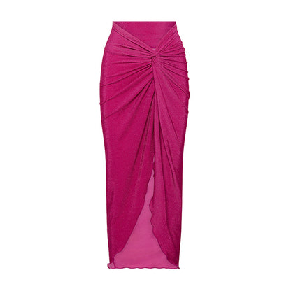 Women Summer Push up Bikini Sexy High Waist Bikini Split Swimsuit Set Chiffon Dress