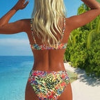 Swimwear Split Sexy Bikini Spaghetti-Strap Floral Print High Waist Swimwear BALANCE