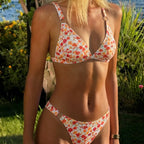 Bikini Small Floral Print Backless Sexy Split Swimsuit Vacation Bikini for Women WithWind