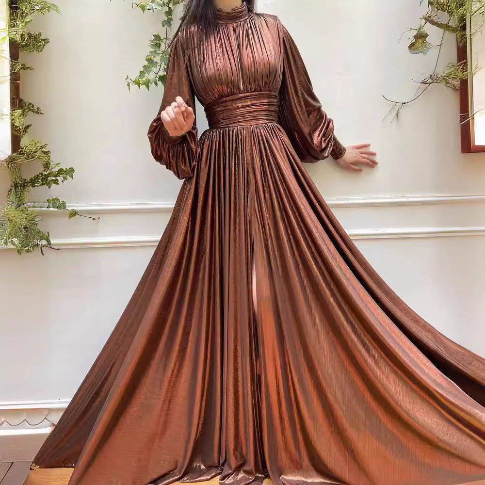 Vestido maxi verde aguacate sexy con cuello halter, cintura ajustada, color popular para primavera y verano para mujer