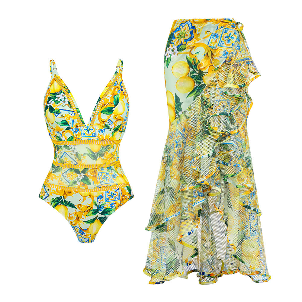 Double-Shoulder Strap Swimsuit Suit