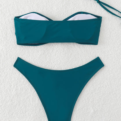 Conjunto de bikini sexy de playa de verano con parte superior de tubo y espalda descubierta para mujer