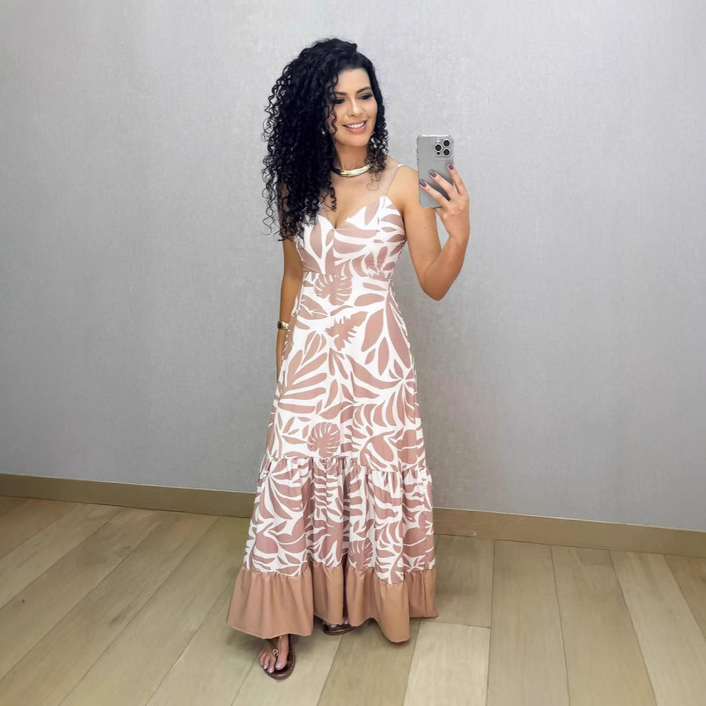 Women Printed Sling Casual Dress PLAYA