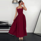 Robe d'été sexy dos nu à fermeture éclair et coupe ajustée avec bretelles pour femme