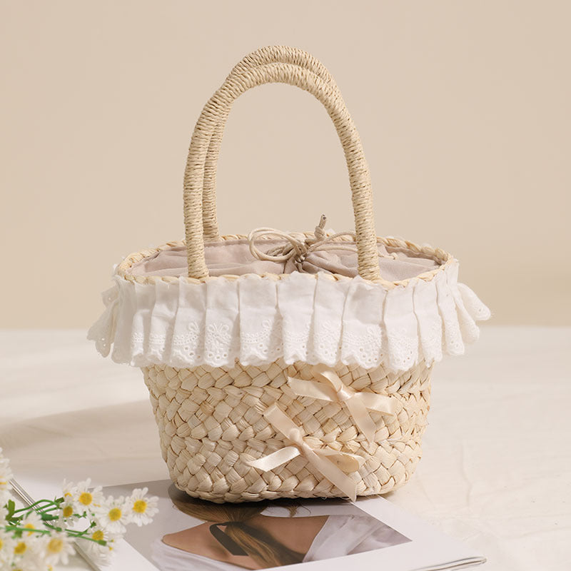 Lace Corn Husk Within Small Basket