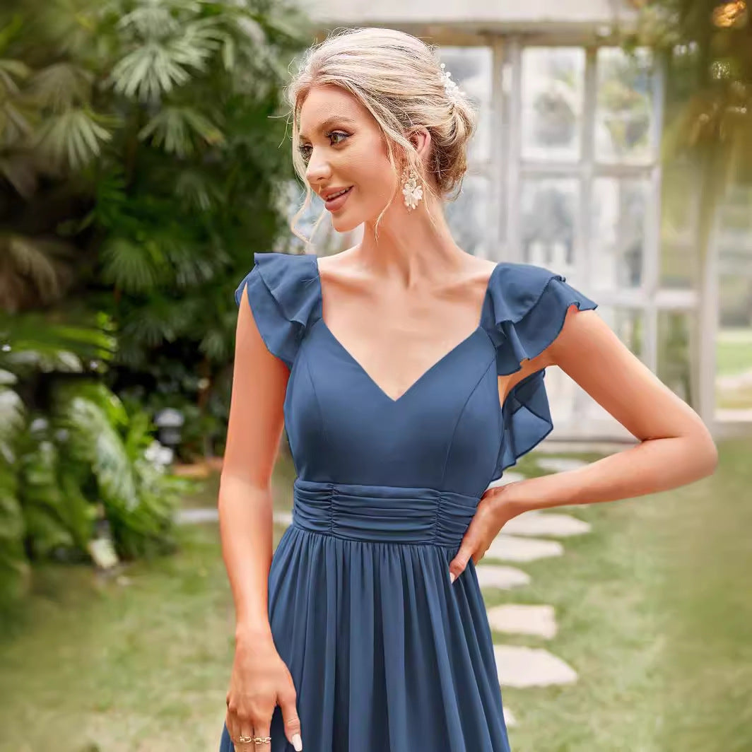 Chiffon Evening Dress Long V neck Formal Chiffon Dress Party Party Evening Dress Direct JoyEase