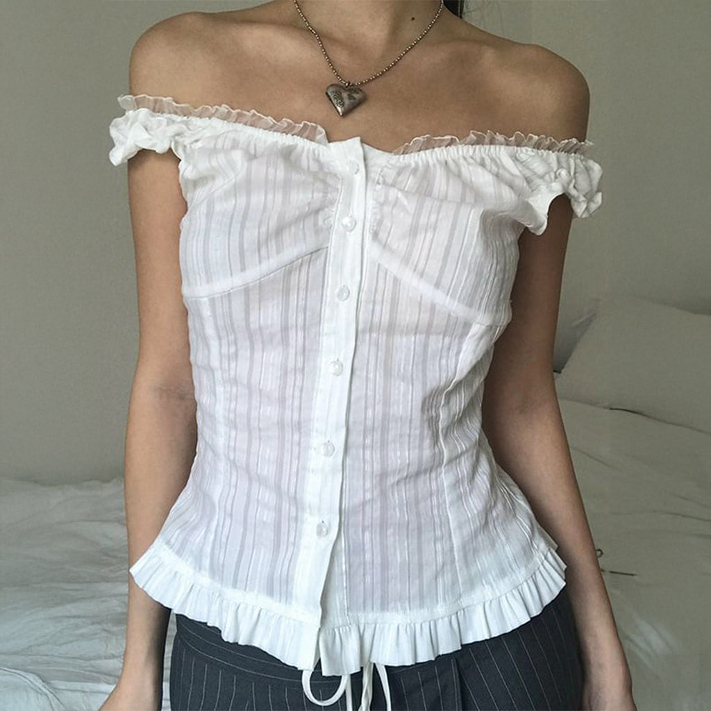 Women Clothing Summer Sexy Cold Shoulder Sleeveless Cardigan Shirt