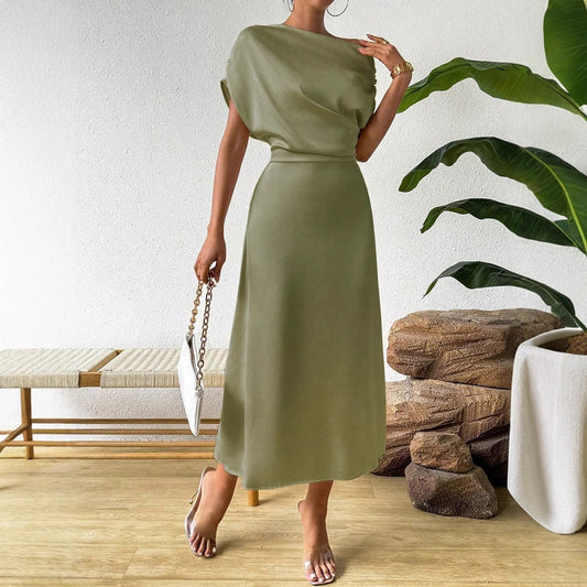 Women Clothing Trendy Summer Satin Satin Women Summer Dress Tight Jumpsuit Long Dress