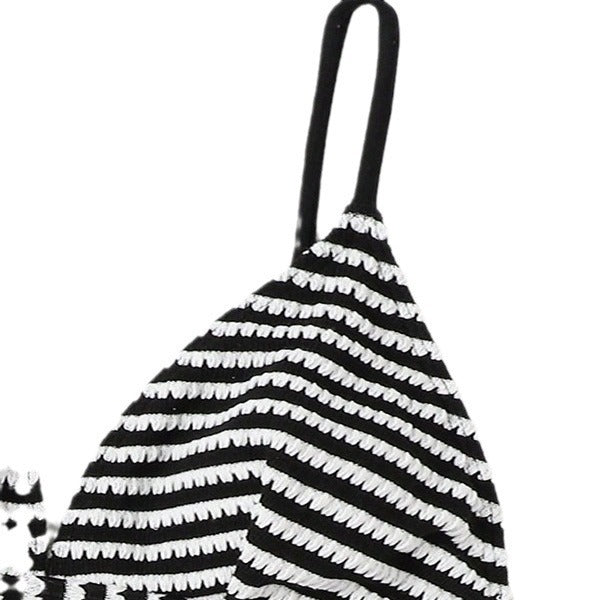 Striped One Piece Swimsuit Lace up Backless Sexy Bikini Swimsuit