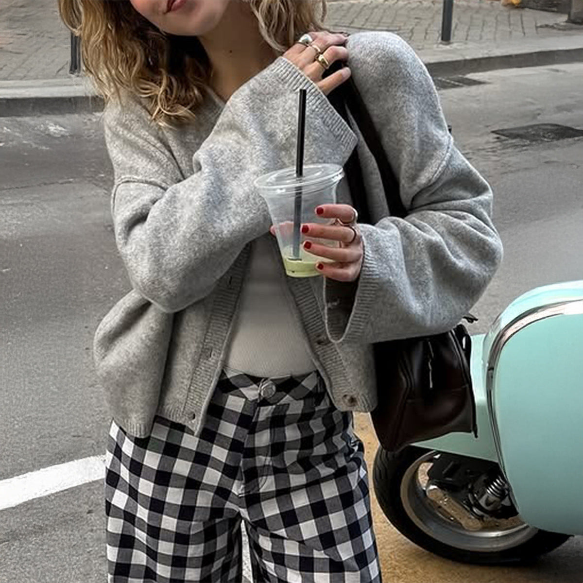 French Holiday Button Long Sleeve Sweater Women Clothing Autumn Winter