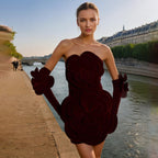 French Sexy Socialite Autumn Retro Tube Top Stitching Floral Dress High Sense Women Sailfish