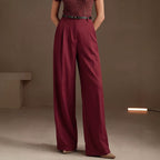 Summer Office Straight Old Money High Waist Drooping Casual Work Pant High Sense Wide Leg Slimming Women Pants（No Belt） EverBillion