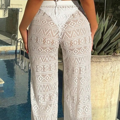Women Blouse Mesh Plaid Sexy Beach Pants OLam