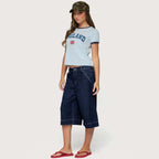 Summer Popular Low Waist Casual All Match Loose Straight Washed Denim Cropped Shorts Shocen