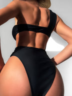 Solid Color Bikini Metal Round Buckle Sexy Bikini Swimsuit Twingo