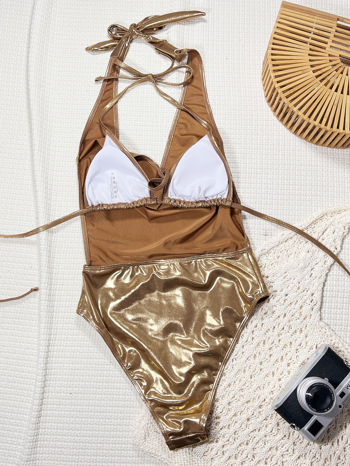 Bikini Golden Strap One Piece Swimsuit DOUBLEOUT