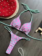Bikini con estampado de corazón, sexy, sin espalda, dividido