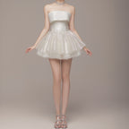 Women Clothing Spring Sexy Elegant Lady off Shoulder Tube Top Short Type Dress Women