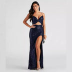 Women Cocktail Nightclub Club Beaded Elegant Sequ Dress